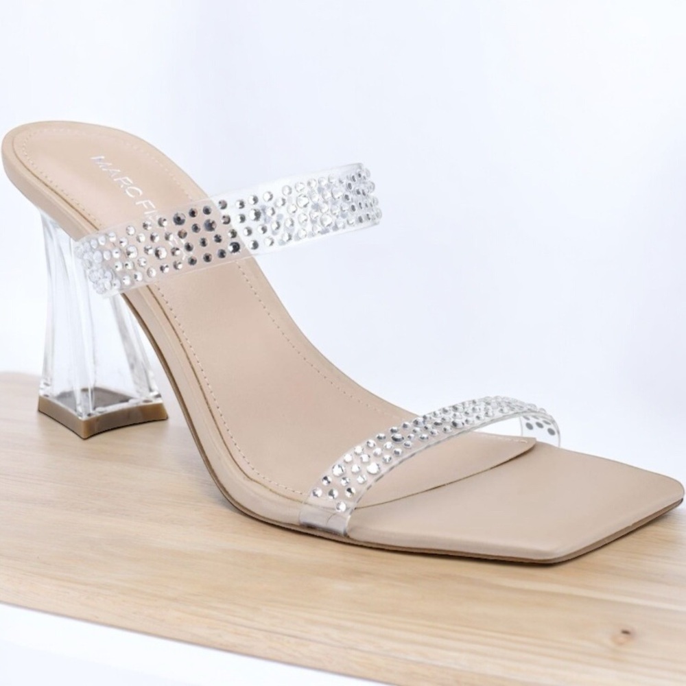 Marc Fisher Anlita Acrylic Heel Rhinestone Accents Shoes Size 10M‎